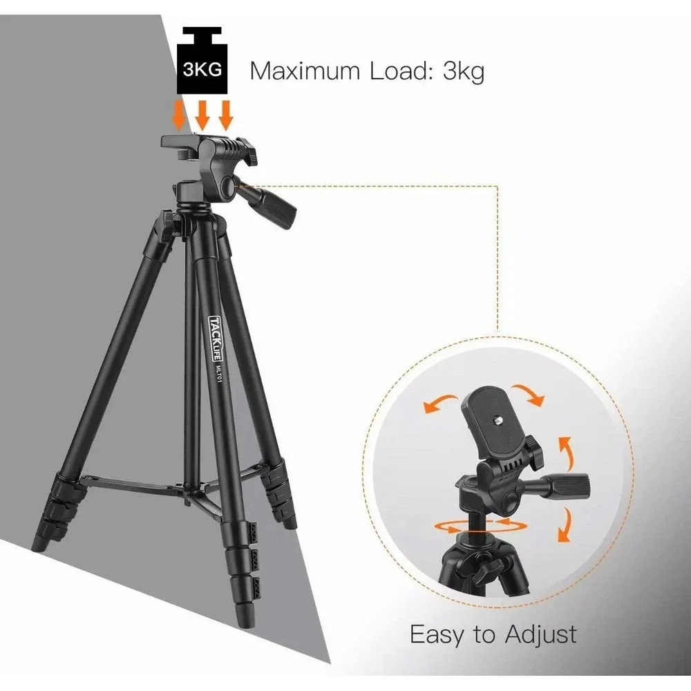 Camera Tripod with Travel Bag, Cell Phone Tripod with Wireless Remote and‎ Phone